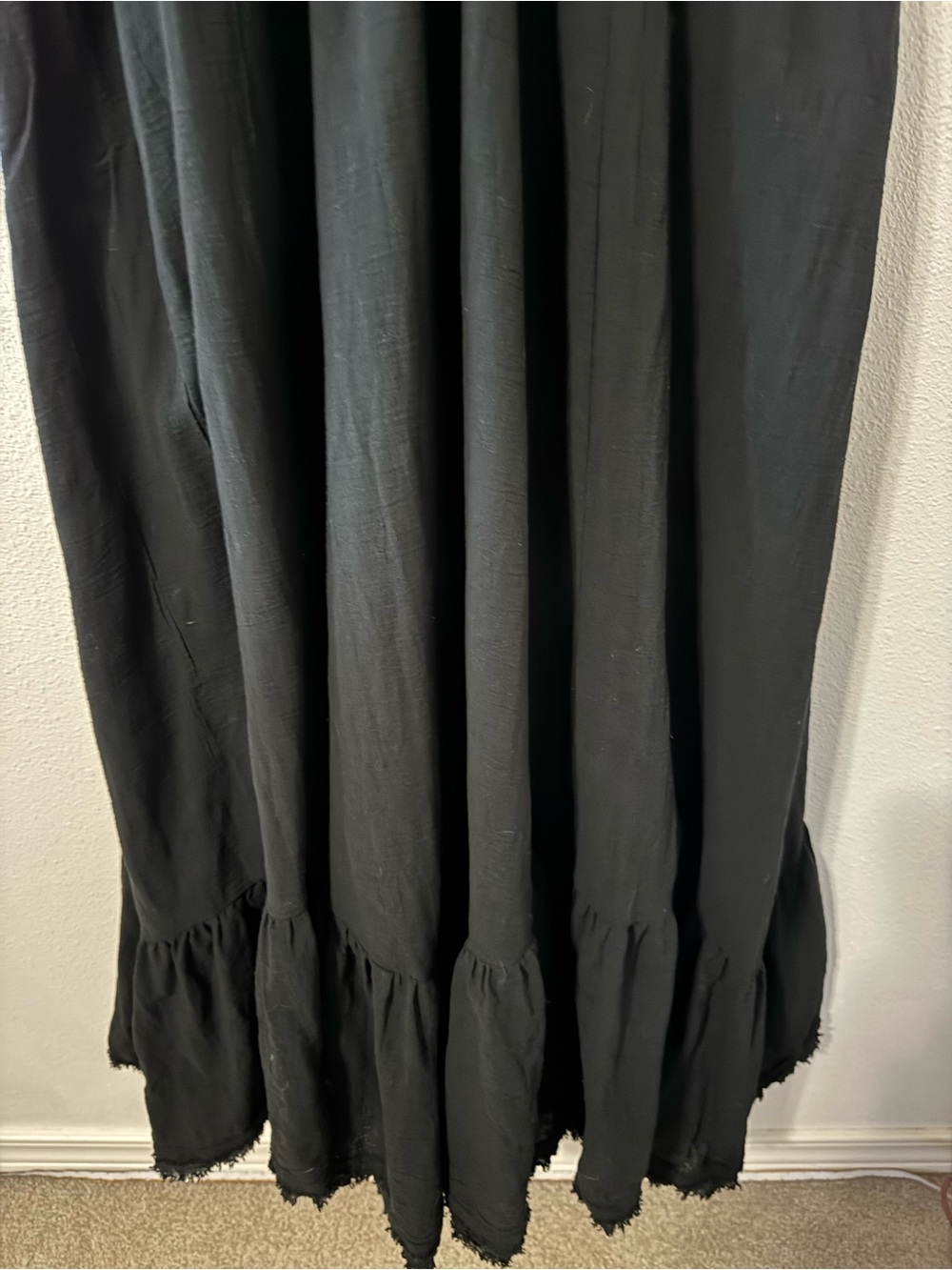 Free People Perfect Solution Maxi Dress Black Smock Lace-Up Long Sleeve-Small - Picture 6 of 13